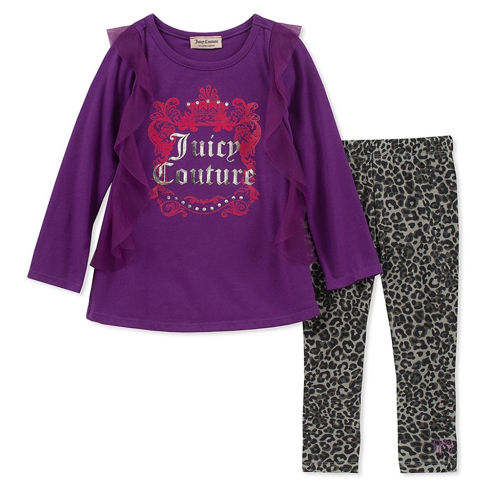 New Juicy Couture  Purple Ruffle top Leopard  10